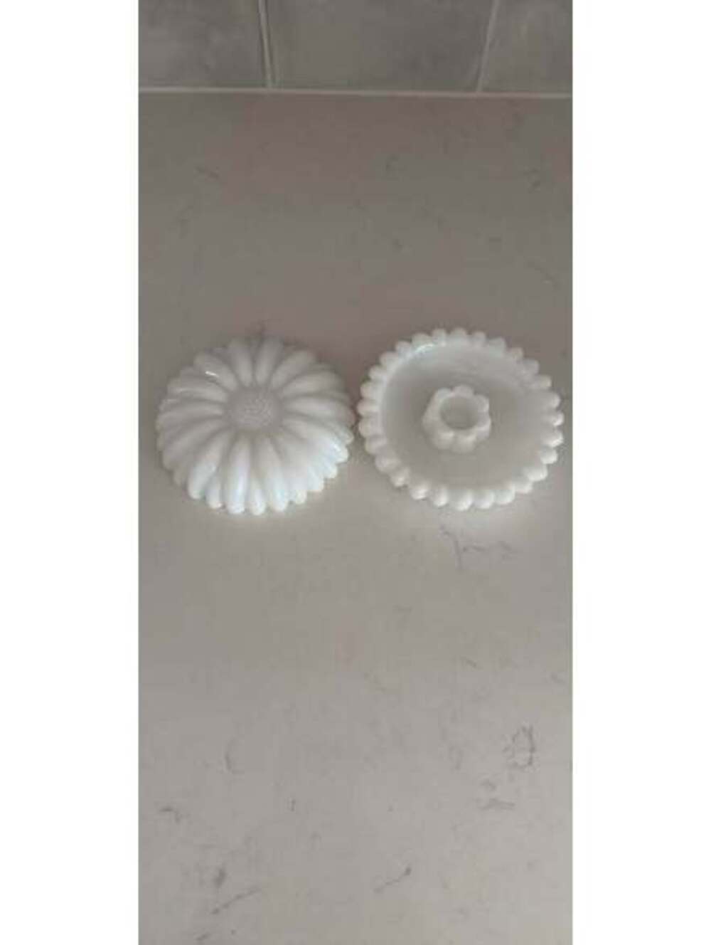 Sunflower Milk Glass Candle Stick Holders